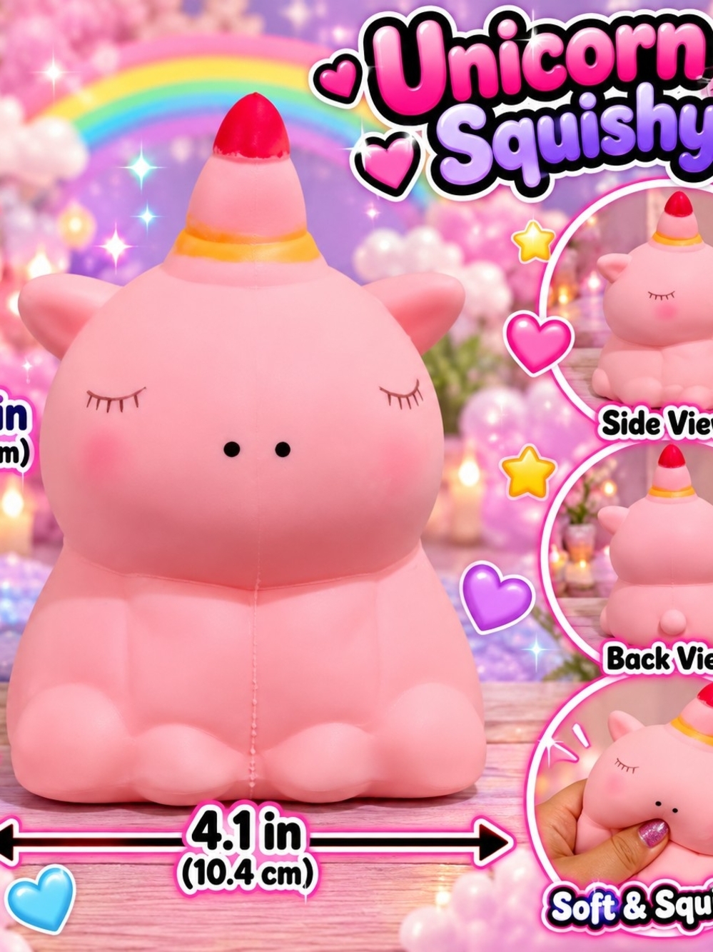 Unicorn Squishy Soft Toy - Pink